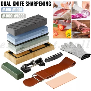Whetstone Sharpener Stone Set 4 Side Grit 400/1000 3000/8000 Knife Sharpening - Picture 1 of 12