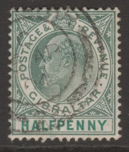 Gibraltar EVII 1904-8 ½d grey-green & green sg56 used dated 2nd day of use - Picture 1 of 2