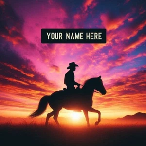 Silueta estilo occidental con mensaje o nombre personalizado - Imagen 1 de 18