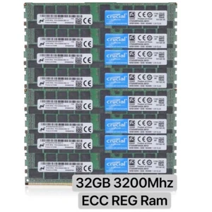 Crucial 256 GB 8X32 GB DDR4 3200 MHz PC4-25600 ECC memoria registrata CT32G4RFD432A - Foto 1 di 1