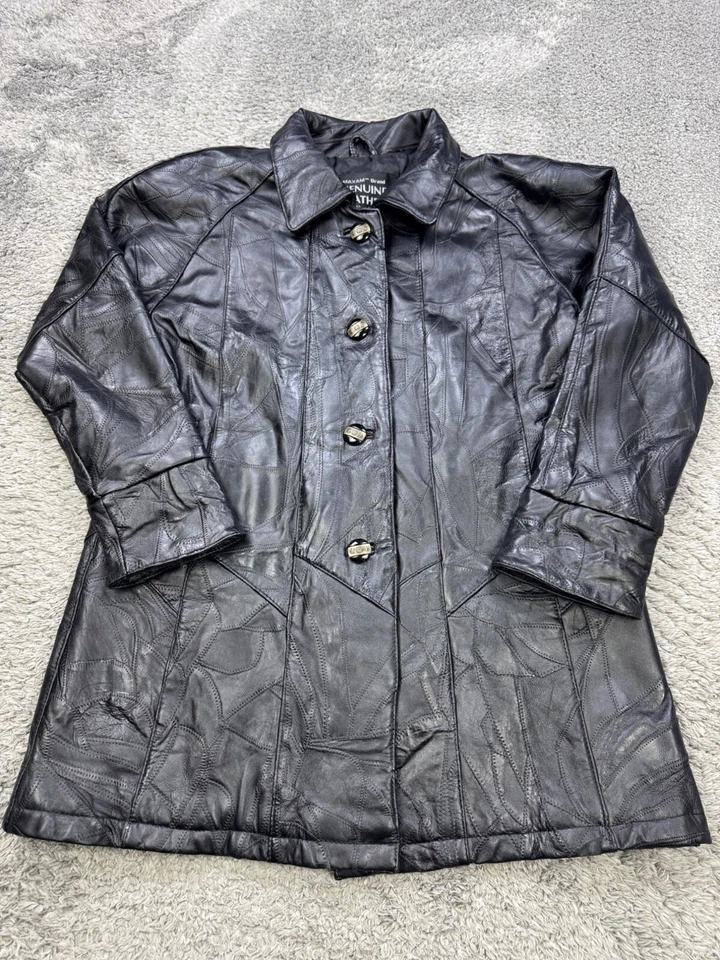 Chaqueta de Cuero Maxam Hombres Grande Negra Top Grano Piel de Cordero Italiano Mosaico Abrigo De Colección Foto 1 de 4