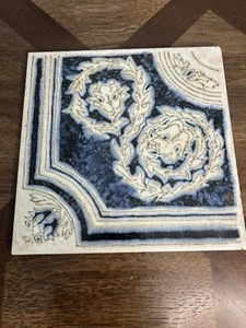 Vintage Blue White Porcelain Ceramic Tile 8”x8” - Picture 1 of 5