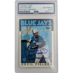 Cecil Fielder Autographed Toronto Blue Jays 1986 Topps Rookie Baseball Card #386 - Imagen 1 de 2