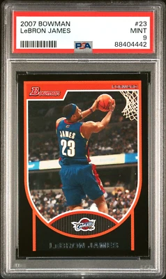 🐐�LeBron James PSA 9 como nuevo 2007-08 Bowman Draft Picks & Stars #23 Future HOF Cavs Foto 1 de 3