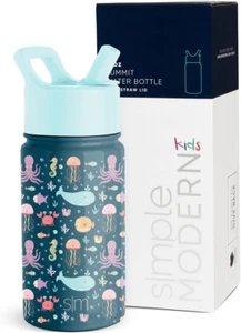 Kids Water Bottle with Straw Lid | Insulated Stainless Steel Reusable Tumbler fo - Picture 1 of 12