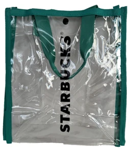 Starbucks Lunch Bag Clear Transparent Bag Plastic Brunei Reusable Shopping Small - Picture 1 of 5
