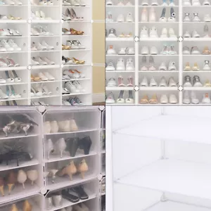 12 Tiers 96 Pairs Shoe Tower Rack Sneaker Shelf Cube Closet Organizer Cabinet  - Picture 1 of 11