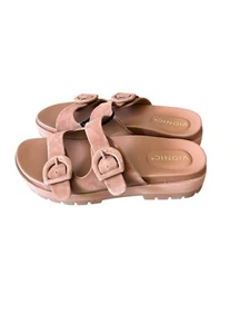 Vionic Capitola Brown Suede Adjustable 2 Strap Slide Sandal Size 9.5 Womens NEW - Picture 1 of 7