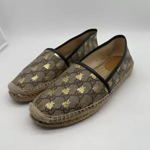 Gucci GG Bee Canvas Espadrilles UK 5.5 EU 38.5 VGC monogram print shoes summer - Picture 1 of 15