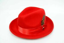 NEW Mens Bruno Capelo Dress Fedora Hat 100% Wool Crushable Lucious Red USA