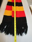 Black Hawks Hockey Colors Knit Scarf With Fringe Red Black Yellow 62" Long