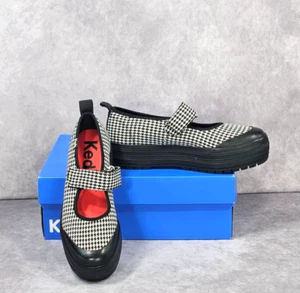 Keds Women's Black/White Mary Jane Canvas Warped Houndstooth Platform Shoes 8 - Picture 1 of 19