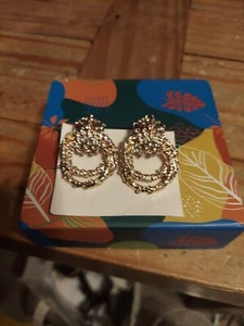 Fashion 18K Gold Plated Shiny Rhinestone Hoop Earrings Jewelry Women Men Gift - Picture 1 of 2