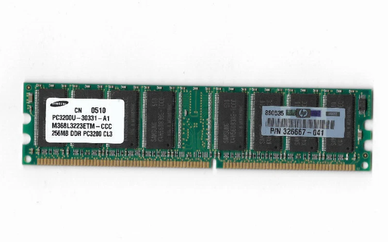 Samsung 184-pin DIMM PC3200U, 400 MHz, model NT256D64S8881G-5T - Pre-Owned.256MB - Image 1 of 1
