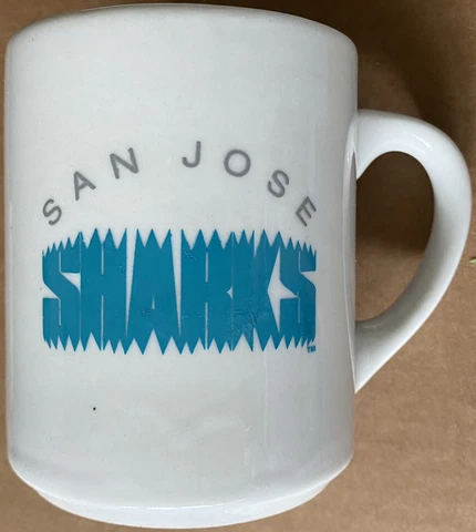 Vintage White San Jose Sharks Jagged Teeth Mug NHL Hockey Ceramic Coffee Cup Mug Cover