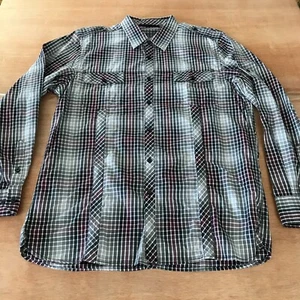 7 Diamonds Shirt Men XL Gray Check Plaid Button Up Pockets Long Sleeve Preppy - Foto 1 di 13