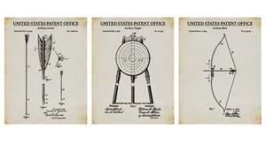 Archery Patent Print Set of 3 - Archery Posters - Archery Inventions - Wall Art - Picture 1 of 4