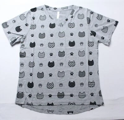 Camiseta feminina The Animal Rescue Site manga curta estampa gola V EJ3 gatos grande nova com etiquetas - Imagem 1 de 3