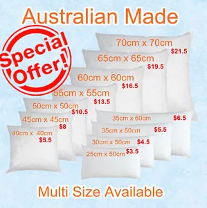 Buy 1,2,4 or 10 Aus Made New Cushion Inserts Premium Polyester Fibre Filling - Picture 1 of 15