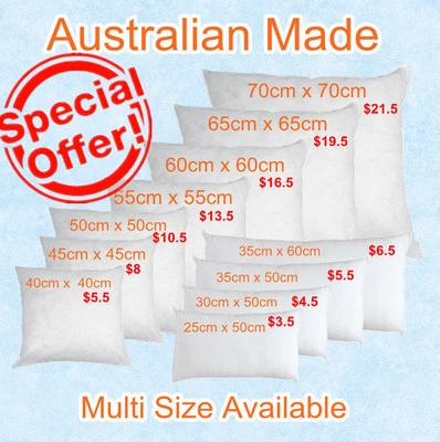 Buy 1,2,4 or 10 Aus Made New Cushion Inserts Premium Polyester Fibre Filling - image 1 of 2