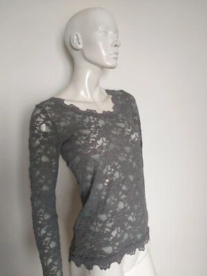 ROSEMUNDE long sleeve grey lace blouse size M - Image 1 of 4