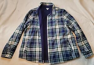 L.L. Bean XL fleece lined flannel womens Blue plaid, button up. Very soft. 