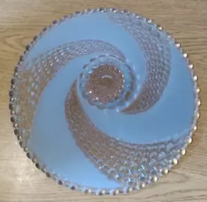 Blau/Klar Hobnail Wirbel Lichtschirm Vintage - Bild 1 von 4