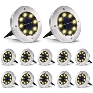Solar Ground Lights 12 Packs, 8 LED Solar Garden Lights, Waterproof Outdoor S... - Picture 1 of 9