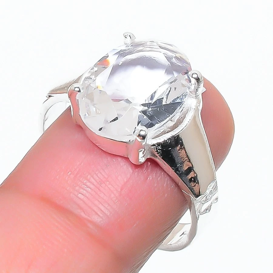 White Topaz  Gemstone 925 Sterling Silver Jewelry All Size Ring For Gift - Image 1 of 1