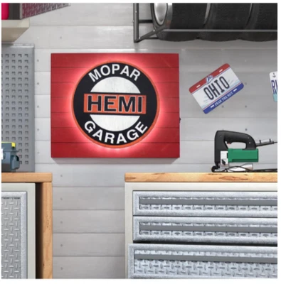 Mopar Hemi Garage Metal Backlit LED Sign  15" x 18" Shop Mancave New in Box - Image 1 of 4