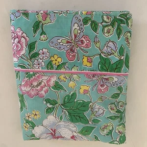 Fleur de Chine Green Pink Floral Full Flat Sheet Utica JP Stevens Odyssey Collec - Picture 1 of 12