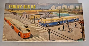 Eheim 102 /H0 Trolley-Bus mit Anhänger Set mit Oberleitung in alter Ovp= intakt! - Bild 1 von 22