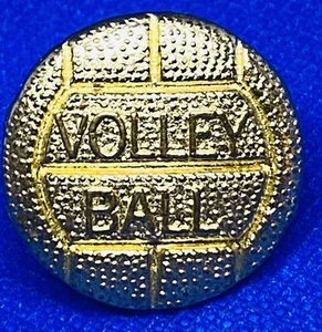 Vintage Brass Volleyball Letterman Jacket Lapel Pin Textured - Picture 1 of 2