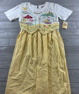 Vestido midi chaleco bordado de verano a cuadros amarillo de colección FADS para mujer 16 nuevo con etiquetas - Imagen 1 de 12