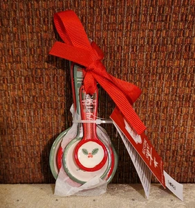 Holiday Time Measuring 4 Piece Spoon Set Stoneware Red and Green Plaid New NWT - Picture 1 of 8