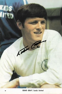 LEEDS & SCOTLAND: EDDIE GRAY SIGNED 10.5x7 BOOK/ANNUAL PICTURE+COA - Picture 1 of 1