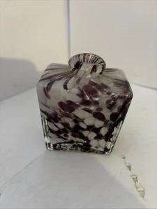 Wirbelglasflasche/Vase, lila & weiß - Bild 1 von 8