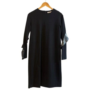 TWELVE Vestido Midi Negro Manga Larga Piel Serpiente Detalle Volantes Talla 18 Adolescentes Niñas - Imagen 1 de 7