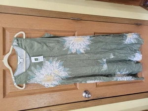 Coldwater Creek Dress Womens 16P Linen Floral Sleeveless Maxi European Flax - Picture 1 of 9