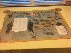 Poster Mappa Commemorativa Vintage Guerra Civile Centenario 1861-1865-Battaglie, Leader - Foto 1 di 12