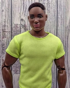 AA KEN DOLL #25 BARBIE LOOKS - CUSTOM FLOCKED IN BLACK - MADE TO MOVE BUFF BODY - Picture 1 of 6