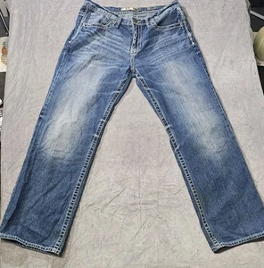 Jeans con hebilla BKE Seth para hombre 36R azul relajado lavado oscuro denim (HL16) - Imagen 1 de 5