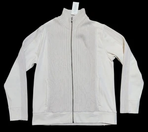 Chaqueta Suéter Calvin Klein Algodón Cremallera Completa - Grande - Crema - Tejido Acanalado - Nueva con Etiquetas - Imagen 1 de 6