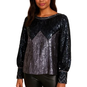 Vintage Judith Ann Creations Seide Pailletten Top groß Art Deco Party Glam 80er Retro - Bild 1 von 11