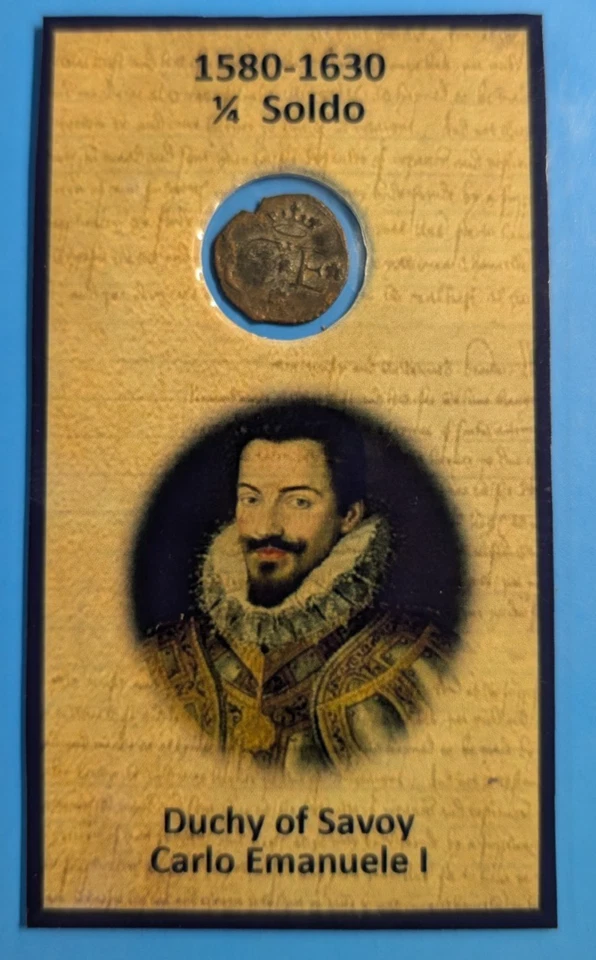 1580 -1630 Italy Duchy of Savoy 1/4 Soldo Carlo Emanuele I #S5 - Image 1 of 2