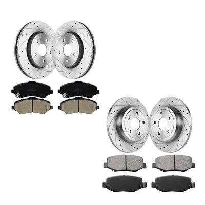 Front Rear Drilled Rotors Ceramic Brake Pads Kit for 2007-2017 Jeep Wrangler JK Foto 1 de 3