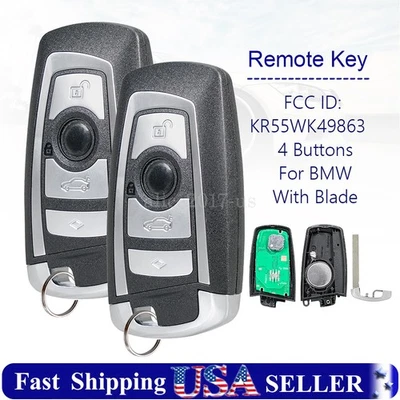 2 Replacement Key Fob For BMW 3 5 Series 528i 535i 550i 2011 2012 2013 2014 2015 - Image 1 of 4
