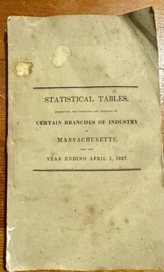 1837 Massachusetts Statistik der Industrie von jeder Stadt Inc. Anzahl der Arbeiter usw. - Bild 1 von 19