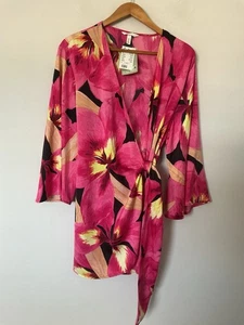 BNWT H&M Satin Wrap Dress Size Medium Pink - Picture 1 of 5