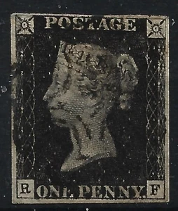 GB QV 1840 SG 1, 1D Intense Black (RF) Plate 8, Tight 4 Margin Example, G/U(432) - Bild 1 von 1
